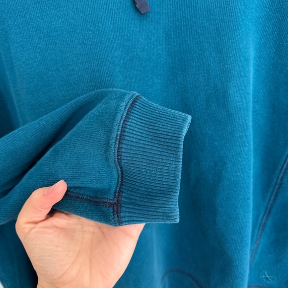 Eddie Bauer 1/4 Zip Sweater Women’s XL Teal Blue Collar 100% Cotton Pullover Top - Picture 5 of 6